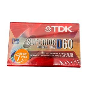 NEW SEALED TDK Superior Normal Bias D60 Blank Recordable Cassette Tapes (7ct)